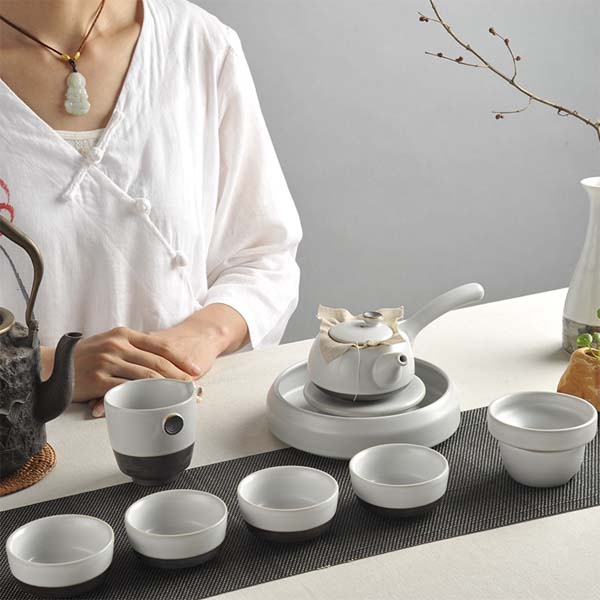5Cgo  41090050560 手工日式複古粗陶瓷紫砂陶土茶杯仿古功夫茶具側把整套喝茶器具 LAY54200