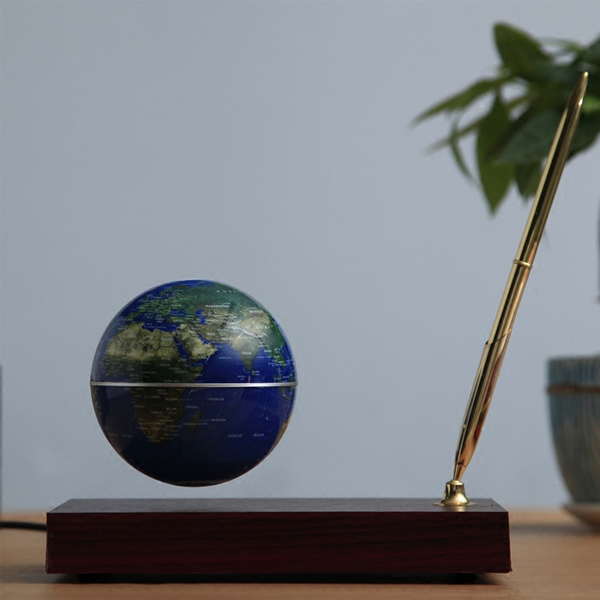 5Cgo 41944931443  高檔木質帶筆磁懸浮地球儀家居飾品客廳擺件創意工藝禮品商務禮品 WXP88100