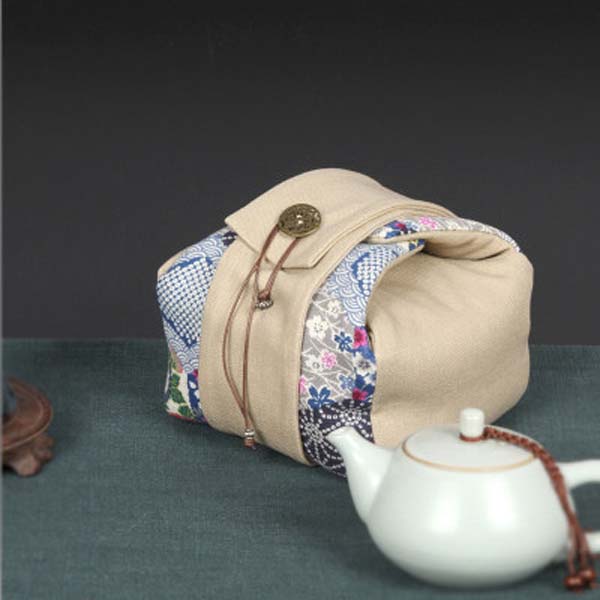 5Cgo  520302947723 旅行壺袋蓋碗袋茶壺保護袋便攜旅行杯袋加厚茶具收納包單杯袋    LAY50100