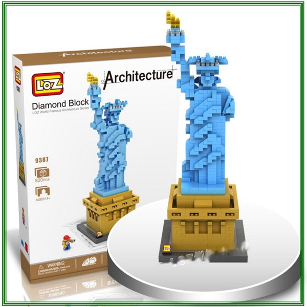 5Cgo 25149652476 loz 樂高積木拼插玩具世界著名建築物立體拼圖玩具鑽石迷你小顆粒積木 自由女神 AGL82100 
