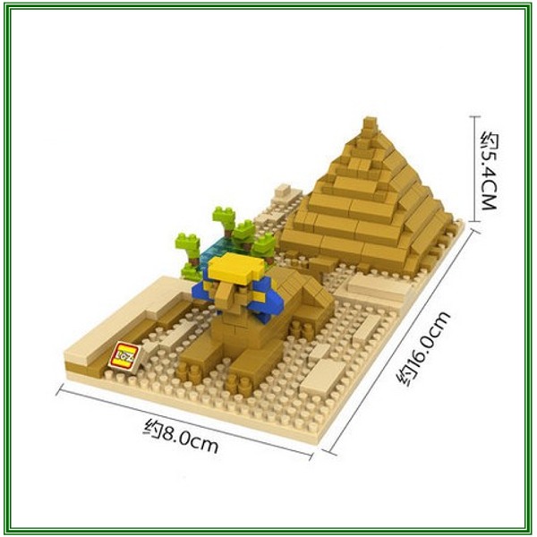 5Cgo 523910892314 loz 樂高積木拼插玩具世界著名建築物立體拼圖玩具鑽石迷你小顆粒積木9376金字塔人面獅身 AGL05000
