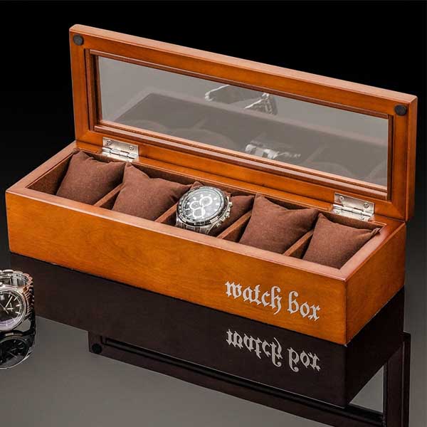 5Cgo 526156919938 高檔實木木質手表盒五只裝天窗手表展示盒 首飾盒手鏈收藏收納盒  GSX86000