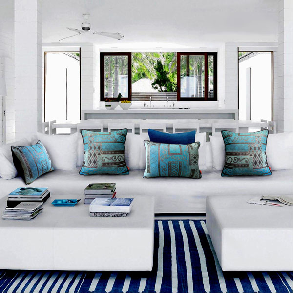 5Cgo 16757799694 歐式奢華新古典藍色抱枕套幾何抽象地中海藍沙發墊腰枕靠墊套辦公室臥室客廳書房居家家紡靠枕 CHX55000