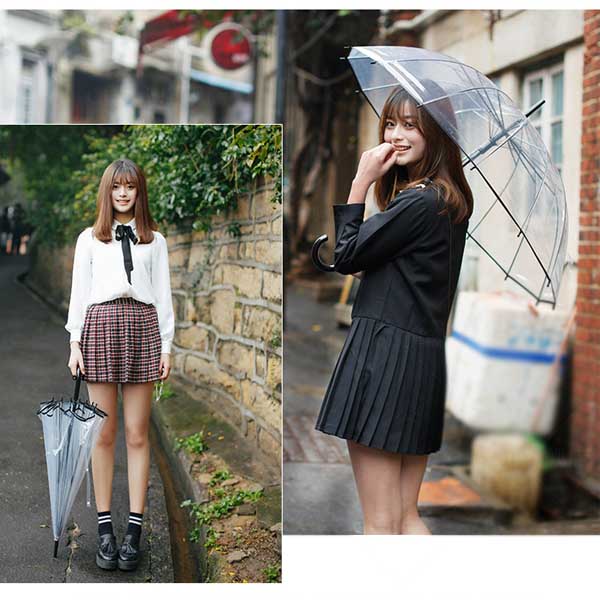 5Cgo 36999952778 加厚透明雨傘日本韓國個性小清新直長柄雨傘創意 半自動長柄傘GSX93000