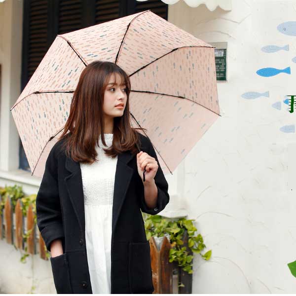 5Cgo 528422818513 日本系小清新小魚穿雨三折疊晴雨兩用傘創意韓國少女學生雨傘 GSX94000