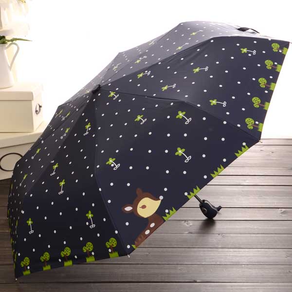 5Cgo 528422818513 小鹿雨傘三折全自動晴雨傘創意女折疊太陽傘防曬紫外線遮陽傘 GSX94000