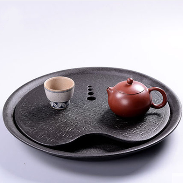 5Cgo 40837306680 陶迷陶瓷茶盤托盤茶海手工圓茶盤蓄水陶泥茶台功夫茶具34cm HZS69100