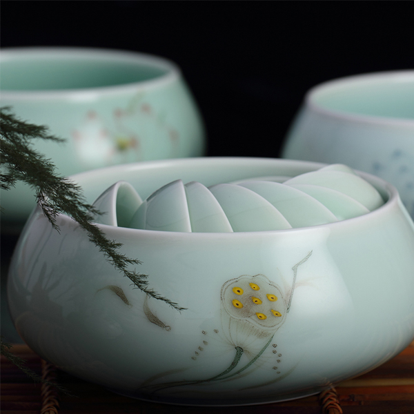 5Cgo 520594479495 茶洗陶瓷青花瓷茶碗功夫茶具水洗碗茶杯洗茶船茶壺茶道配件HZS85000
