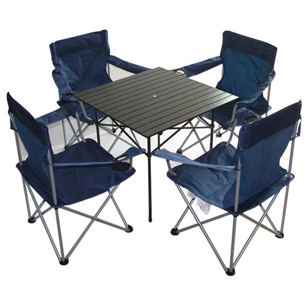 5Cgo 15316054946 便攜式戶外折疊桌椅套件裝野營外餐燒烤鋁合金自駕遊沙灘桌椅組合 WXX59300