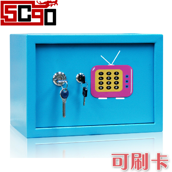 5Cgo 藍色卡通貼面式25TE家用密碼保險箱保險櫃入牆  P05200