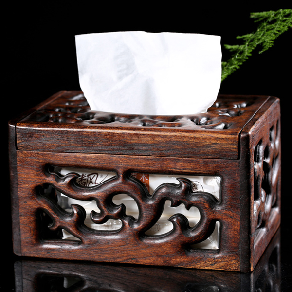 5Cgo 42375259630 茶道功夫茶具擺件六君子木質抽紙盒東南亞復古風格家用高檔創意鏤空新古典實木紙巾盒 HZS44000