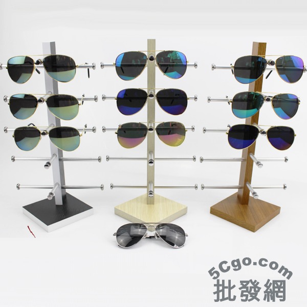 5Cgo 521020729106 太陽眼鏡展示架木質木紋精品展架專櫃台式眼睛展架墨鏡陳列銷售多色-單排 AGL53000