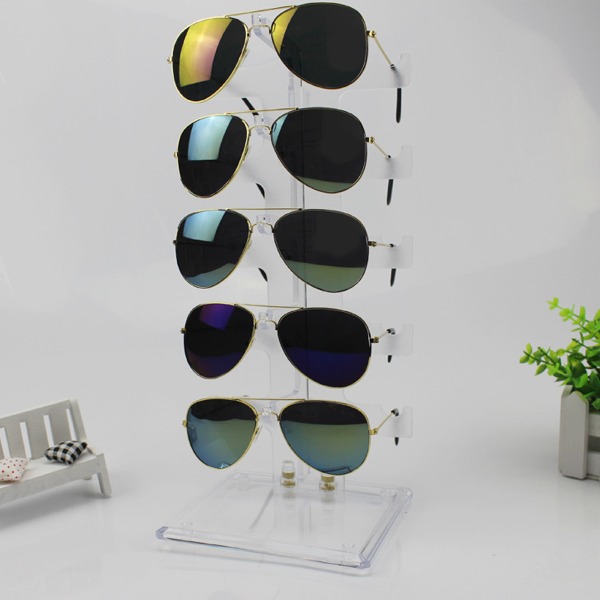 5Cgo 528218197897 太陽眼鏡展示架壓克力塑料精品展架專櫃台式眼鏡展架墨鏡陳列銷售透明-單排 AGL41000
