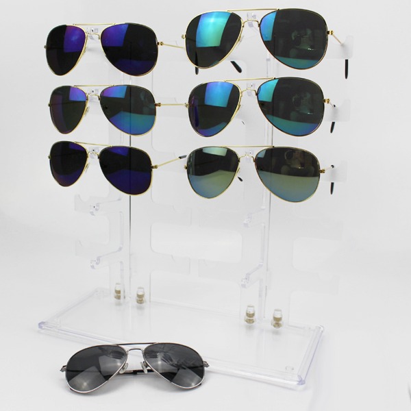 5Cgo 528218197897 太陽眼鏡展示架壓克力塑料精品展架專櫃台式眼鏡展架墨鏡陳列銷售透明-雙排 AGL42000
