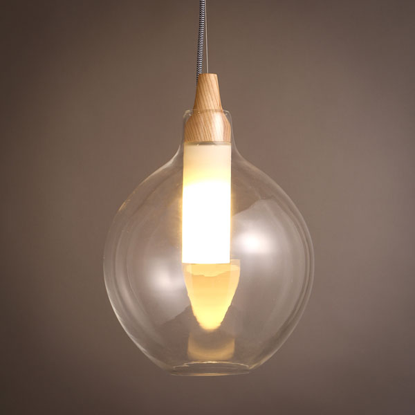 5Cgo 43261628184 燈具現代簡約木質玻璃燈罩魚線吊燈個性創意餐廳臥室書房吊燈 LYP57200
