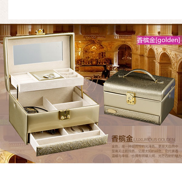 5Cgo 525229516363 首飾盒歐式木質公主帶鎖韓式複古收納盒手飾品盒化妝珠寶盒   GSX96100