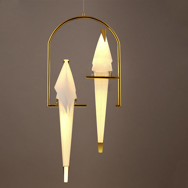 5Cgo 535617334997 創意個性小鳥吊燈臥室陽臺餐廳簡約設計北歐千紙鶴吊燈--雙頭 LYP96500
