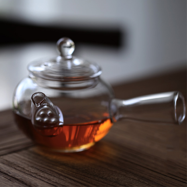 5Cgo 522730667216 耐熱玻璃煮茶壺透明耐高溫日式煮茶器茶壺側把壺茶道功夫茶具用品 HZS09000