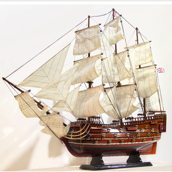 5Cgo 15779341346 大型實木質仿真帆船模型拼裝擺設一帆風順工藝船勝利號80cm辦公室玄關桌面擺件DIY組裝椴木 CHX95500