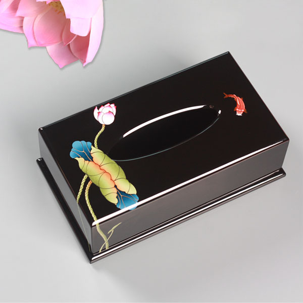 5Cgo 43754441836 木質漆器手繪彩繪紙巾抽紙盒可愛新中式設計 餐桌茶幾擺件  GSX89300