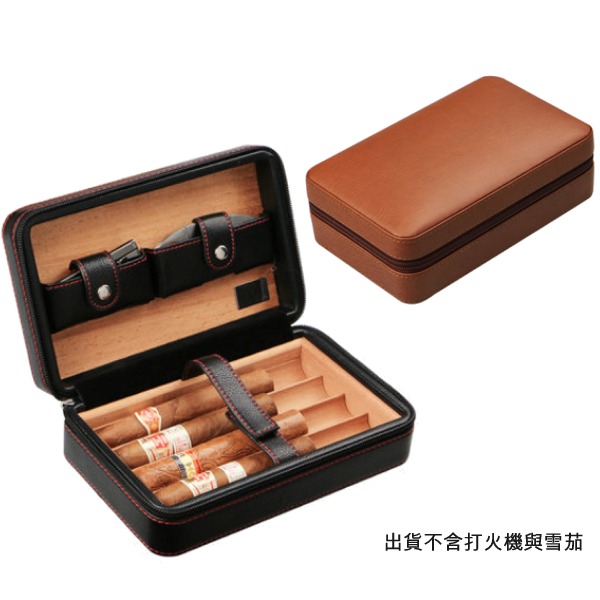 5Cgo 42563840963 茄龍雪茄盒香煙盒皮套裝保濕盒保濕箱便攜帶雪松木保濕櫃旅行出國含雪茄剪 AGL00300