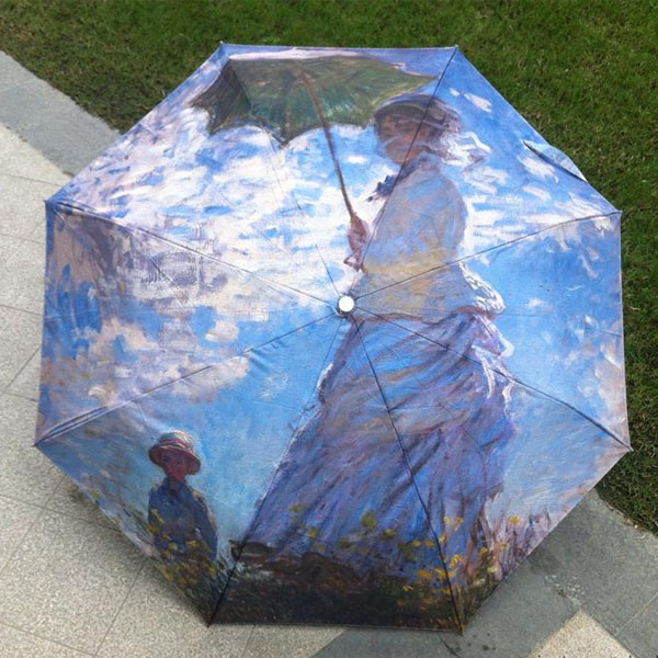5Cgo 41108801942 優尼特畫藝傘 油畫創意傘 晴雨傘  打傘的小女孩  黑膠 雨傘 三折傘  GSX92000