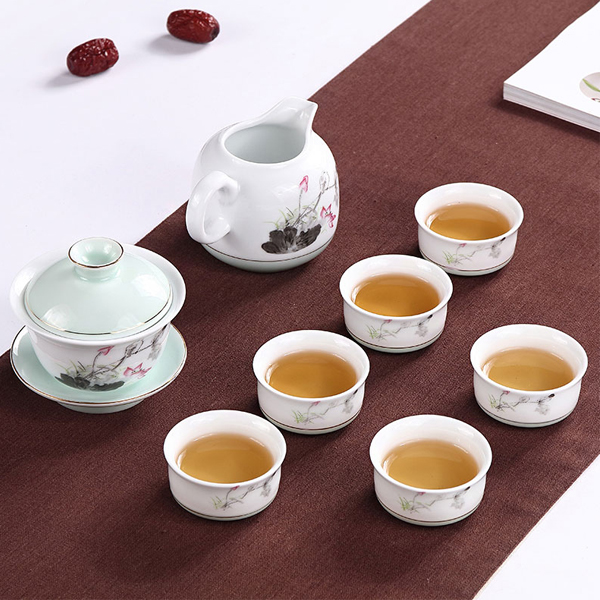5Cgo 536756381535 青瓷金邊陶瓷功夫茶具套裝定窯茶壺蓋碗茶海品茗杯茶道家用組整套 HZS86000