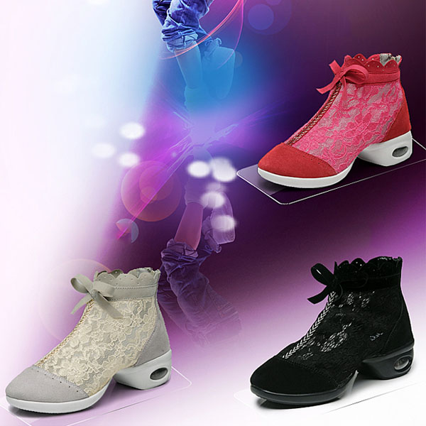 5Cgo 527997691357 女鞋 新款甜美蕾絲透氣舞蹈鞋方跟氣墊鞋蝴蝶結學生鞋 拉丁舞鞋  GSX97000