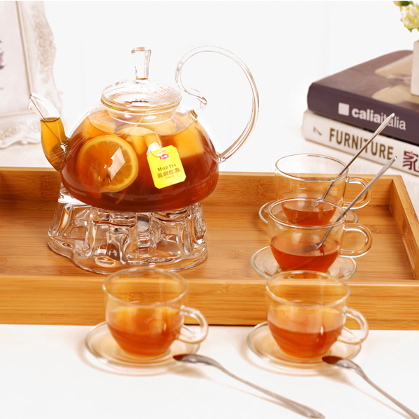 5Cgo 537942709872 耐熱玻璃水果茶茶壺套裝透明煮泡花茶茶具可加熱玻璃茶具整套裝  HZS97000