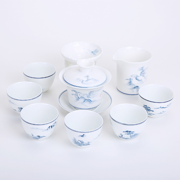 5Cgo 539846144894 手繪功夫茶具套裝德化白瓷茶壺陶瓷蓋碗茶杯整套高檔禮品禮盒  HZS84100