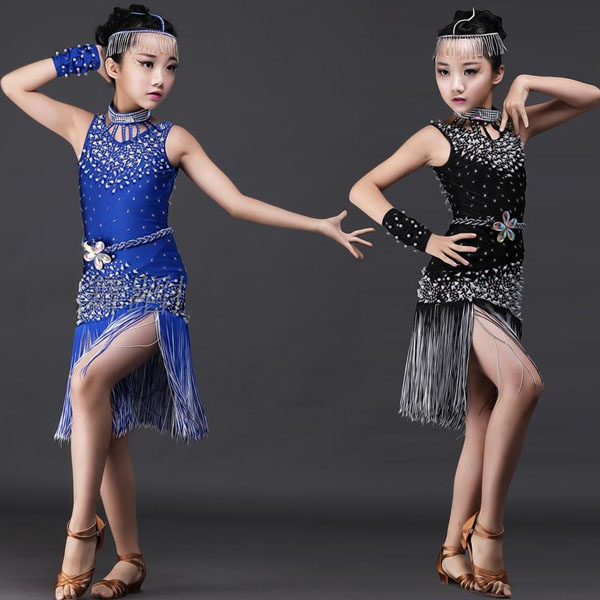5Cgo 541340226379 拉丁舞比賽服兒童表演服滿鑽拉丁舞服流蘇拉丁珍珠鑲鑽拉丁舞比賽   GSX99200