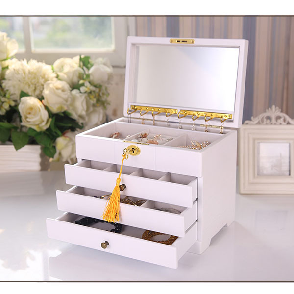 5Cgo 45076633023 木質首飾盒多層帶鎖歐式公主韓國複古實用飾品超大實木收納盒  GSX97100