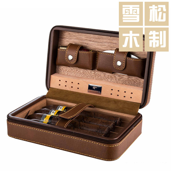 5Cgo 521343896637 西班牙雪松木雪茄盒 便攜雪茄皮套 進口雪松木雪茄保濕盒  GSX03300