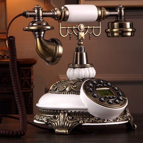 5Cgo 540091332353 仿古歐式複古創意美式時尚老式古董家用座機電話機白珍珠 藍屏免提 AGL81200