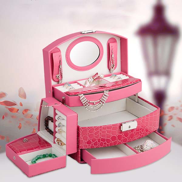 5Cgo 521048365444 高檔首飾盒 子母式首飾盒 公主歐式韓國 手飾品收納箱帶鎖化妝盒木質  GSX87000