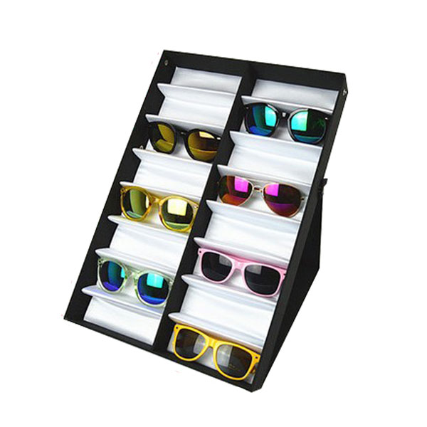 5Cgo 44686510346 可折疊太陽眼鏡展示架太陽鏡展示盒收納盒櫃檯桌面展示架多用途無蓋16格 XMJ34000