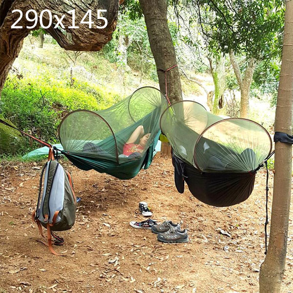 5Cgo 532127146999 戶外降落傘布自帶防蚊蟲蚊帳便攜野營野外單人雙人吊床露營290x145 XMJ87100