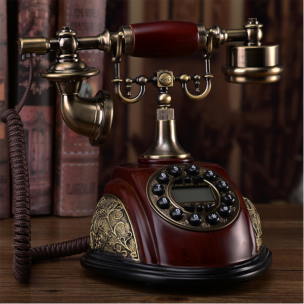 5Cgo 45599933803 歐式復古旋轉撥盤電話機 老式古典座機家用藝術固定電話（背光免提皮繩單鈴款）XMJ04100