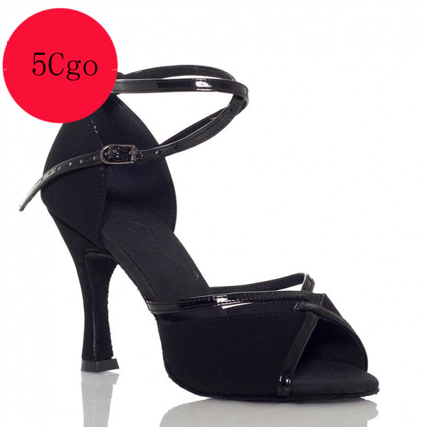 5Cgo 38106335833  女式拉丁舞鞋成人新款廣場舞鞋黑色軟底室外涼鞋中跟 室内  GSX68000