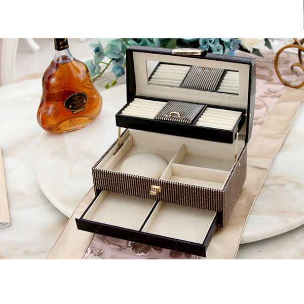 5Cgo 520565452091  首飾盒高端皮料公主可愛歐式珠寶飾品盒韓國收納盒木質   GSX93100