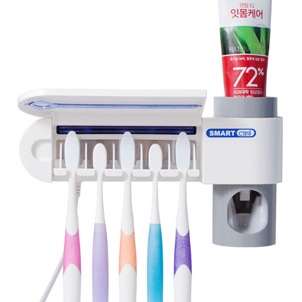 5Cgo 39420801854 韓國牙刷消毒器 自動擠牙膏器 衛生間吸壁式牙刷架壁掛套裝置物架-220V電 XMJ97100
