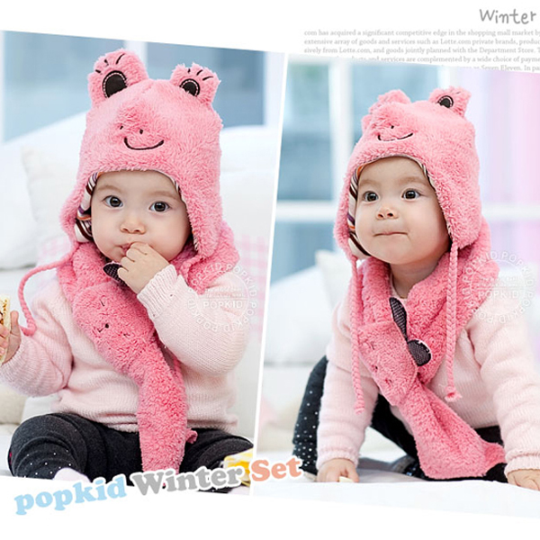 5Cgo 20710516256 2012韓版兒童帽子嬰兒寶寶帽子護耳帽圍巾2件套秋冬季 SHM12000 