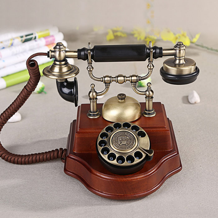 5Cgo 41359555135 洛斯貝拉1898仿古電話機歐式復古實木 老式古董家用辦公固定座機-旋轉撥號款 XMJ82400
