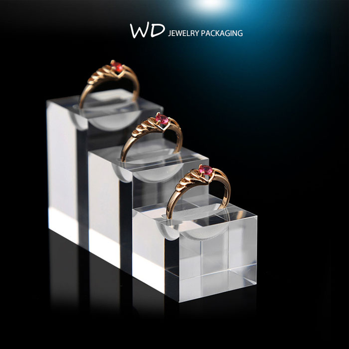5Cgo 45624124557 透明壓克力戒指架戒指托盤首飾展示架珠寶戒指座擺件展示收納門市多用途-3件套 XMJ03000