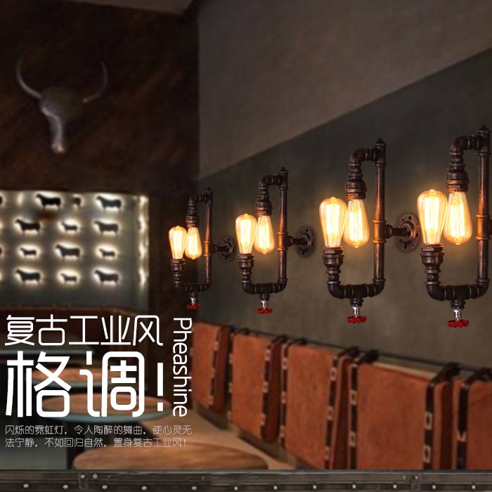 5Cgo 524106711860 北歐客廳臥室過道樓梯陽台簡約創意燈具美式複古餐廳酒吧創意水管壁燈燈具LWY48100