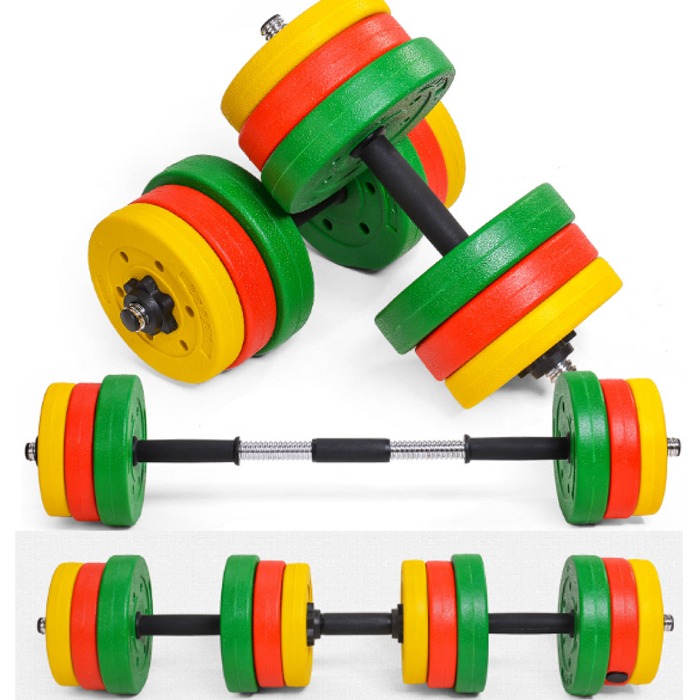 5Cgo 534076639096 運動健身重量訓練器材環保亞鈴包膠啞鈴槓桿槓片舉重胸肌二頭肌-1對10kg AGL82100