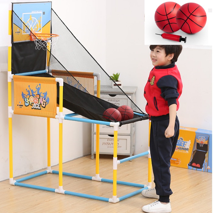 5Cgo 553686421074 少年強自動記分體育兒童投籃機寶寶室內玩球遊戲機男女孩運動兒童籃球架組裝 AGL04100