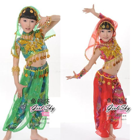 5Cgo 14434457975 新疆舞蹈少兒舞蹈演出服裝女童兒童舞蹈服演出服裝印度舞蹈服套裝 MIK36000