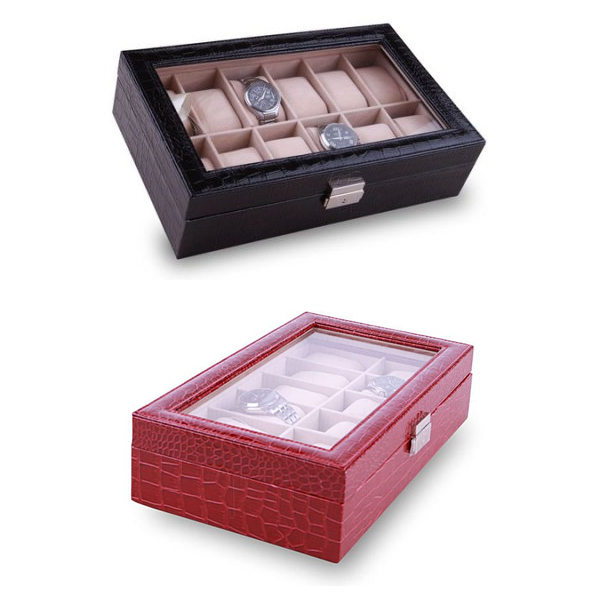 5Cgo 16496892427 實木首飾盒 高檔手表盒展示盒木質表盒 透明天窗 MIK38100 