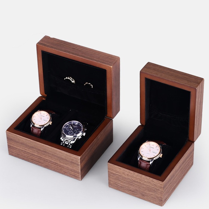 5Cgo 542268089178木質手表盒首飾手錶收納盒簡約家用便攜木制男女禮盒可放戒指多格-貼黑胡桃木皮AGL89000